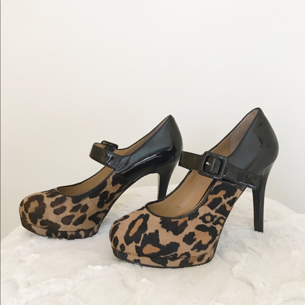 Nine West Mary-Jane Cheetah platform heels